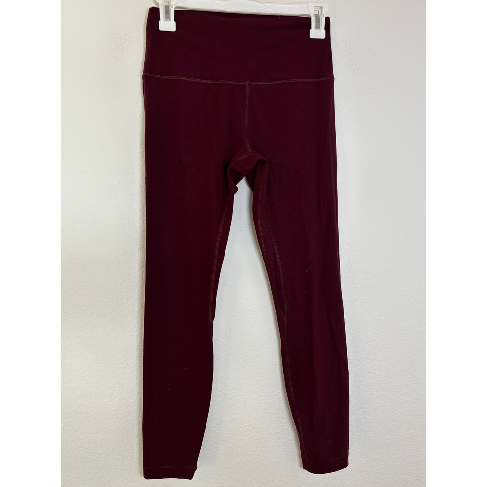 HeyNuts Essential High Waisted 7/8 Leggings Burgundy Maroon Size M 8/10